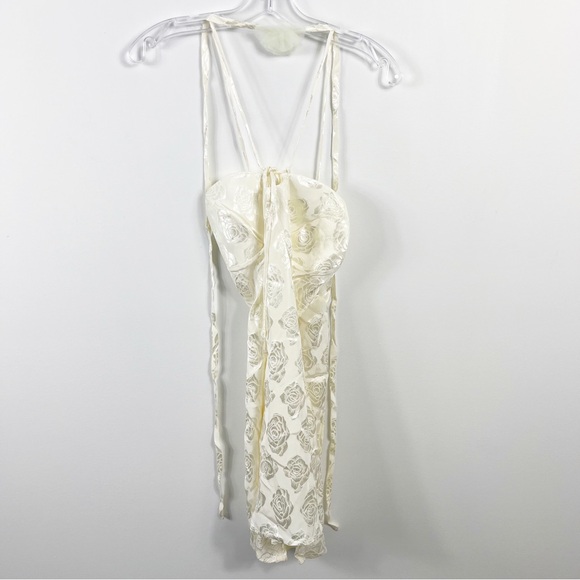 For Love And Lemons Melody Strappy Jacquard Mini Dress Size XL NWT Cream - Picture 3 of 8
